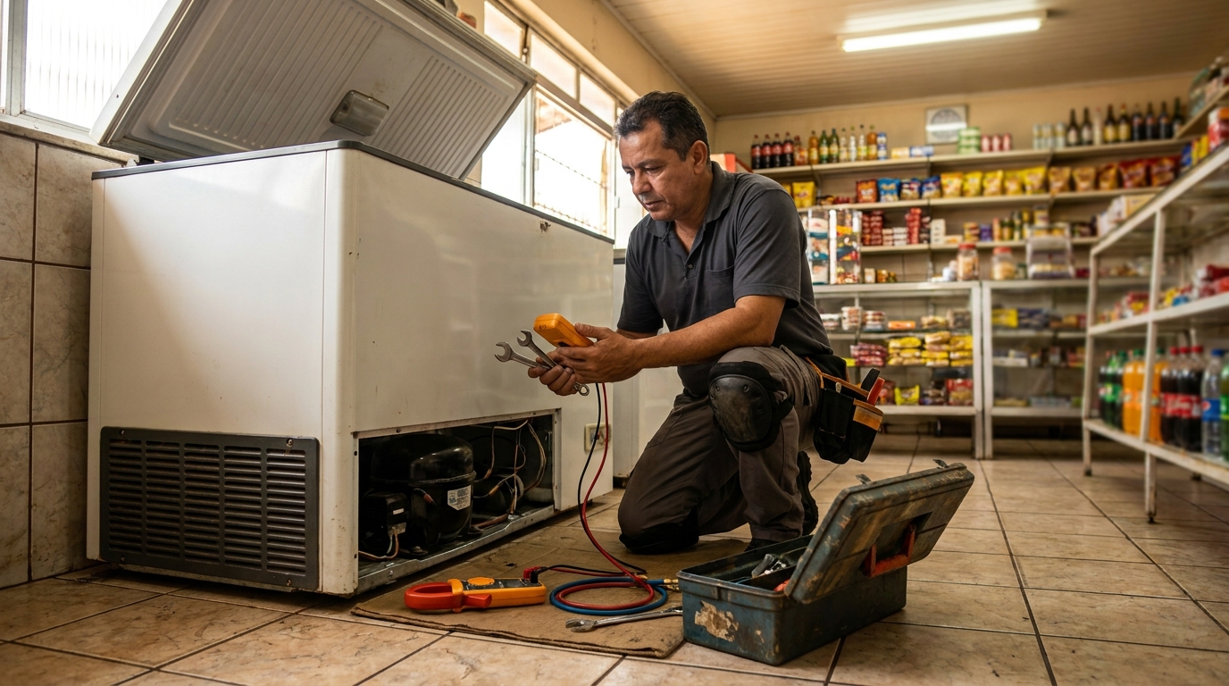 Técnico de conserto de freezer em residência em Marília‑SP